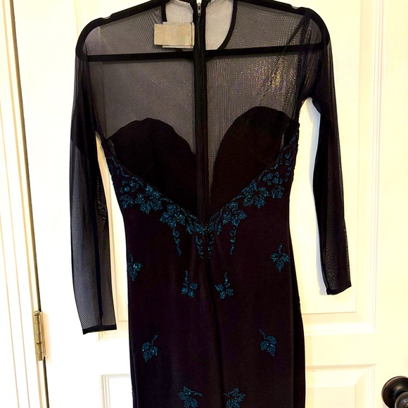 Vintage Tadashi Shoji Black and Blue Mermaid Gown size XS - Picture 11 of 16